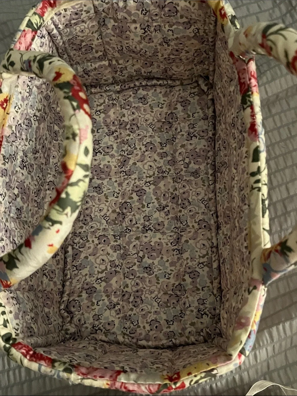 Floral Fabric Storage Basket Organizer Caddy w/ Handles Nursery Craft Bin NWOT